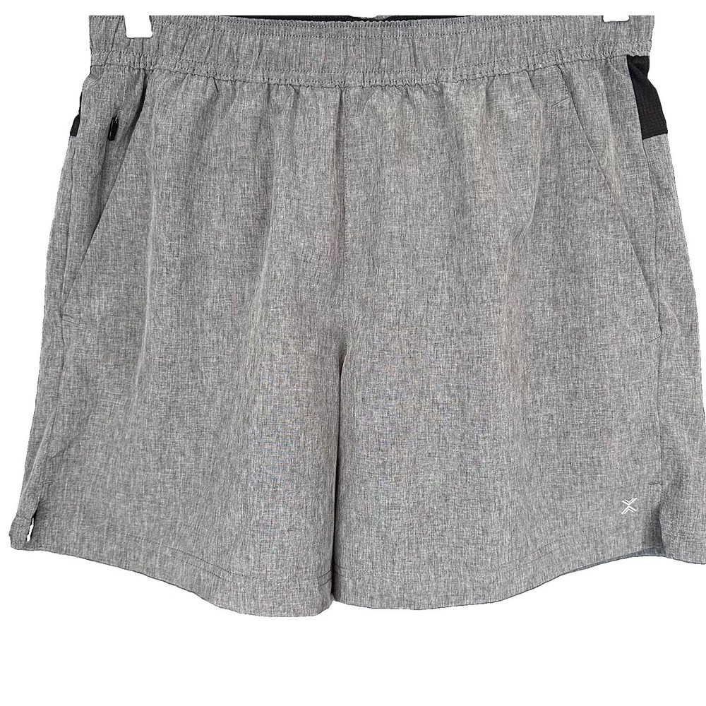 Xersion Mens Running shorts M Quick-dri Stretch Gray Zipper Pocket Reflective